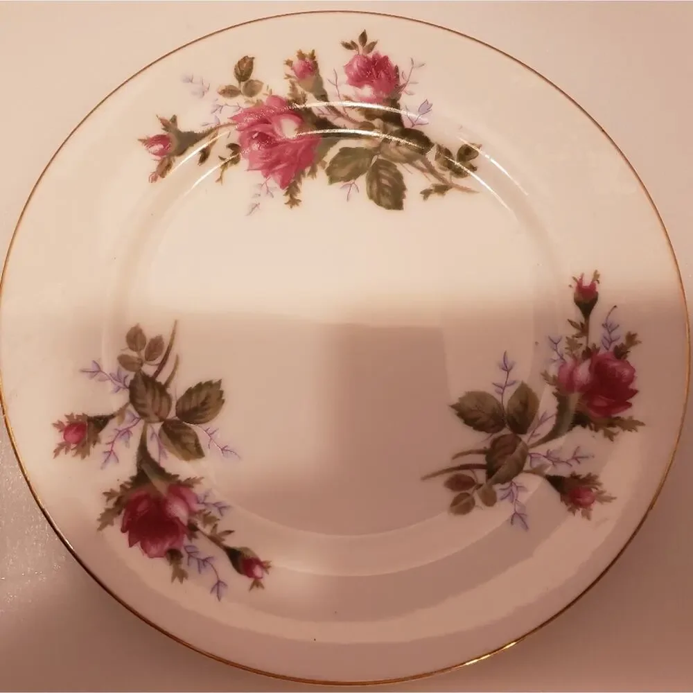 Celebrate Japan Moss Rose China 2 dessert plates gold edging‎